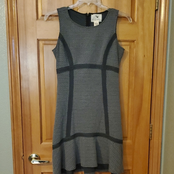 Anthropologie Tabitha Fit & Flare Gray Patterned Sleeveless Dress‎ Size 6 - Picture 2 of 9